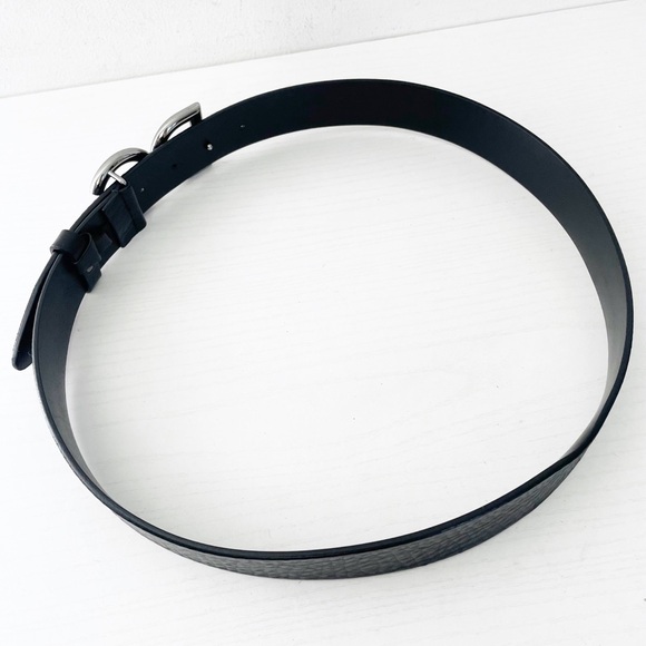 Dolce & Gabbana black leather gunmetal DG logo sleek minimalist belt - Picture 7 of 10